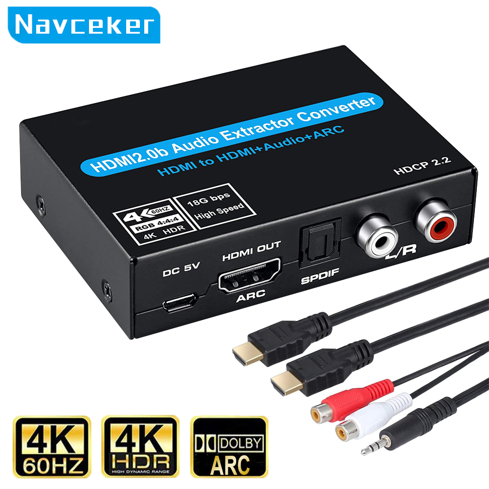 Surround Sound Decoder - Navceker HDMI Audio Extractor 4K HDMI