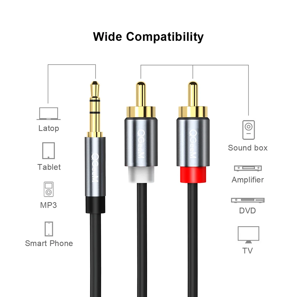 QGeeM RCA Cable 2RCA to 3.5 Au - огляд і ціна Home Cinema Player