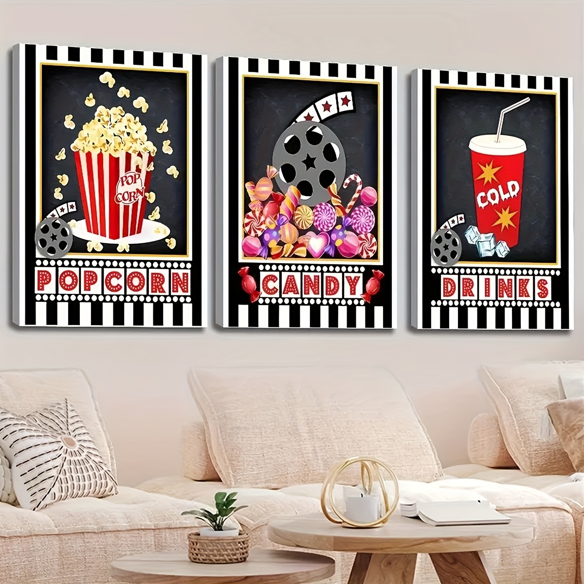 3pcs Frameless Wall Art Deco,  - огляд і ціна Home Cinema Logo