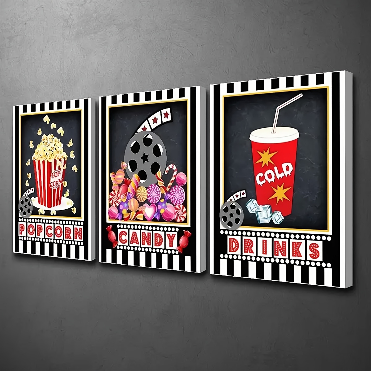 3pcs Frameless Wall Art Deco,  - огляд і ціна Home Cinema Logo