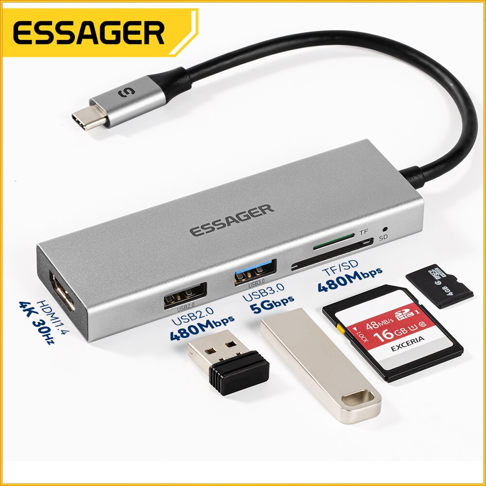 Essager 5 in 1 USB C HUB HDMI- - огляд і ціна Home Cinema Usb