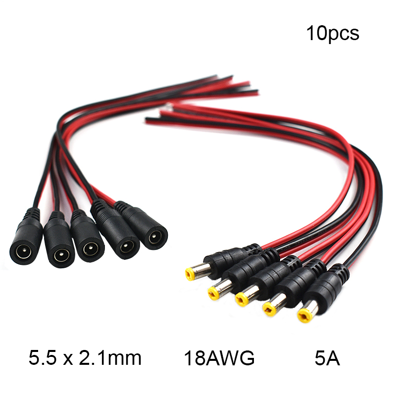 18 AWG 10pcs 5.5x2.1 mm Male F - огляд і ціна Ambient Light Strip Tv