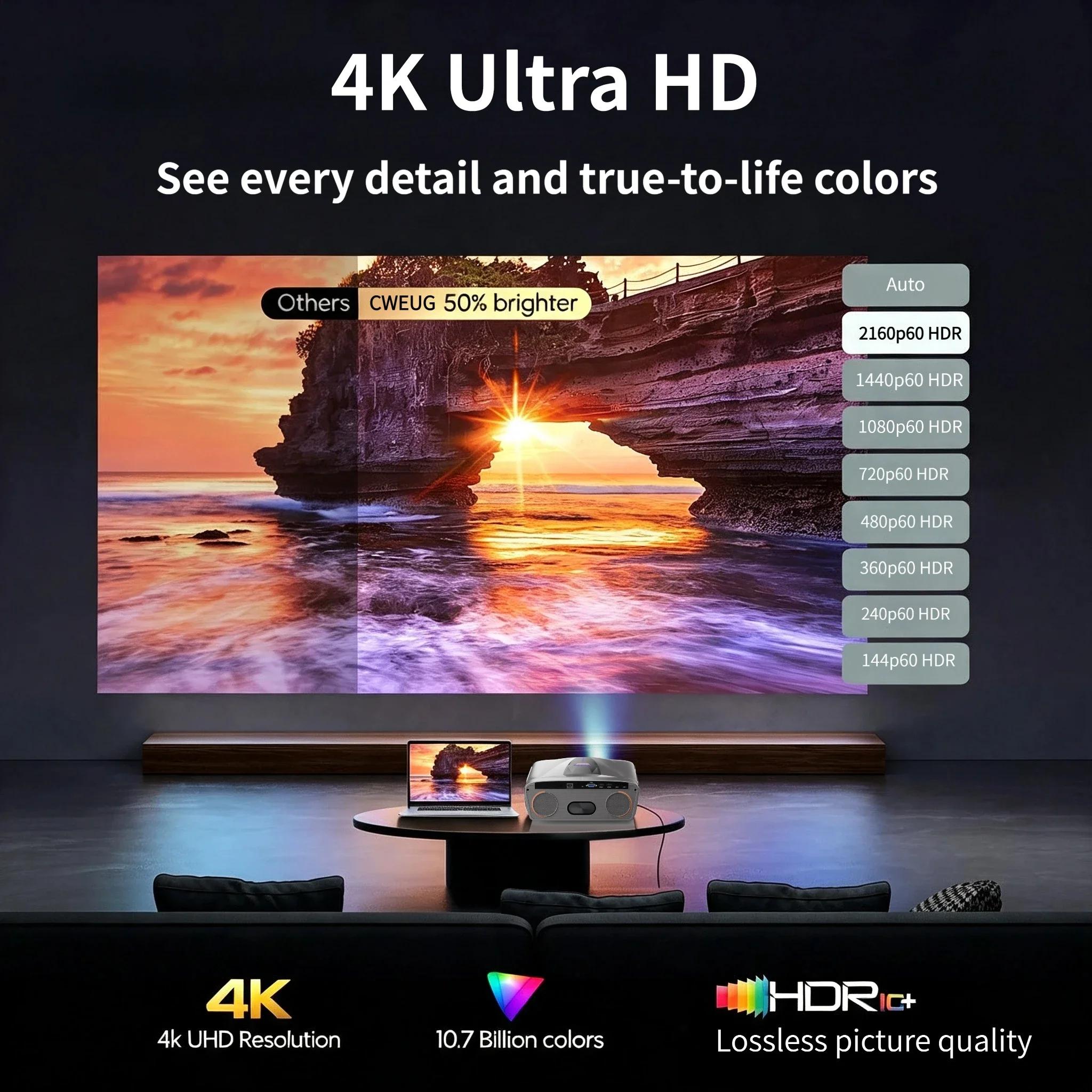 New E9 4KUHD Projector Smart 4 - огляд і ціна Home Cinema Couch