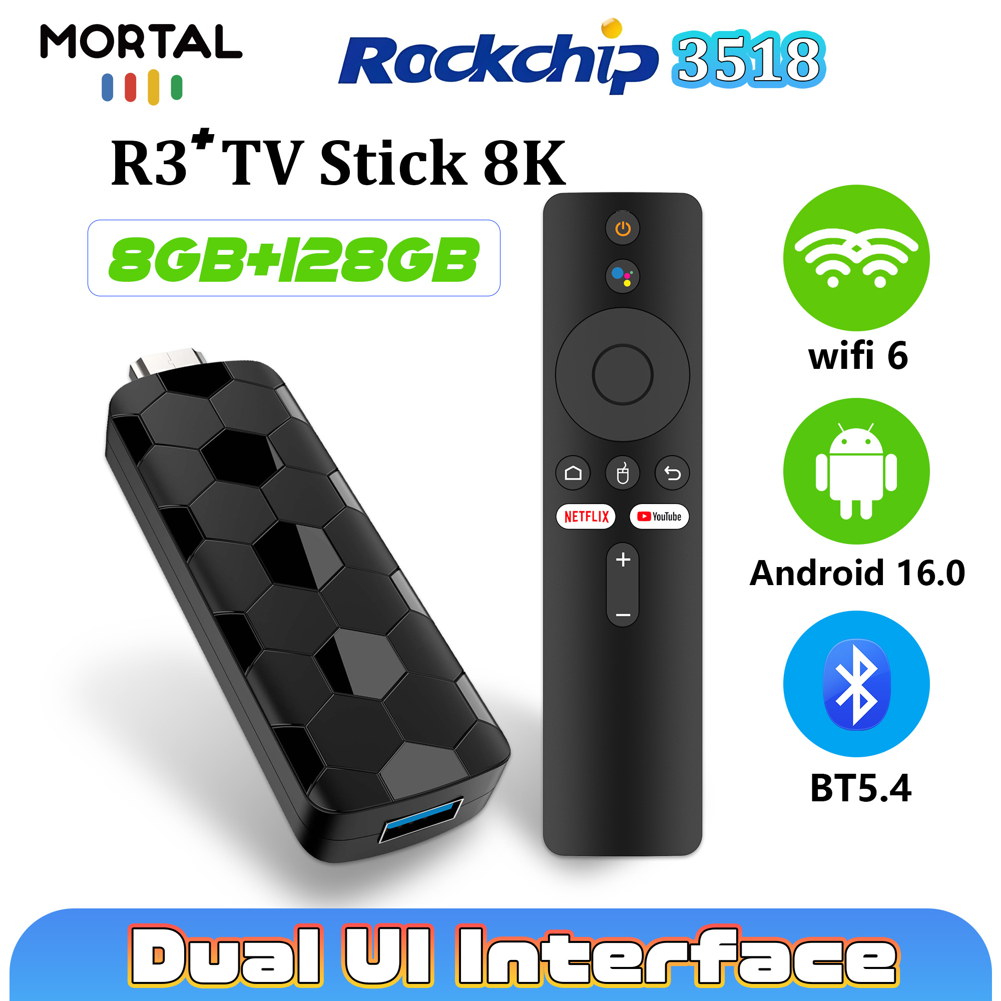 Mortal R3+ TV Stick Android 16 - огляд і ціна Home Cinema Furniture