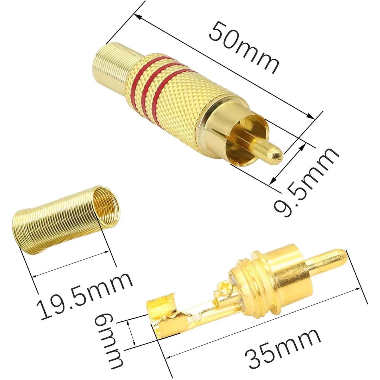 4PCS RCA Plug Gold Plated Sold - огляд і ціна Home Cinema Diy